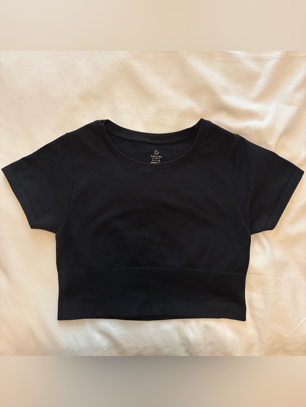 Cropped Black Aerie Workout Top